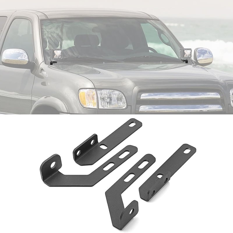 ROMELACK Hood Mount Light Brackets Ditch LED Pods Bracket Compatible with Toyota Tundra 2000-2006 (Black) - Image 1